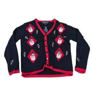 Vintage Women's Terazzo Christmas Sweater Beaded Sequin Size Small